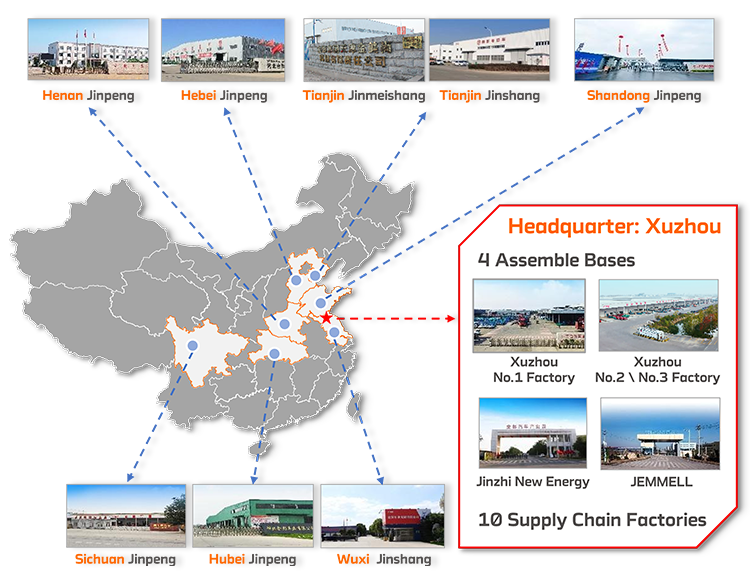 Karte der JinPeng-Produktionsstandorte